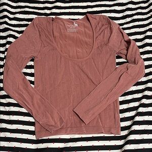 Free People Elegant Stretchy Long Sleeve Top in Mauve